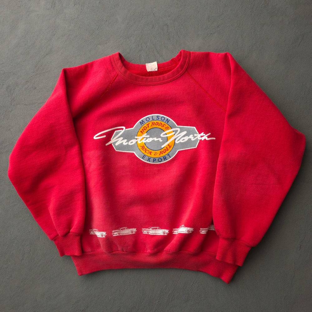 Molson Export Motion North Mens L Red Hot Rods Rock & Roll Sweatshirt 1990s - Picture 9 of 9